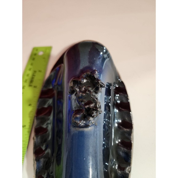 Vtg Blue Ceramic Handmade Icelandic Lava wall hanging - Picture 2 of 12